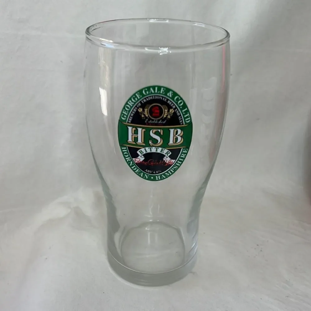 HSB Bitter Beer Glass Clear Pint 16 Oz 3 In Round 6 1/4 Tall Brewers Ales Bar